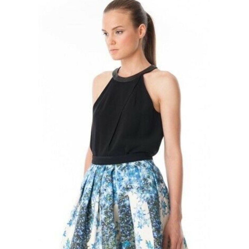 * Tibi Halter Style Top with Leather Detailing *